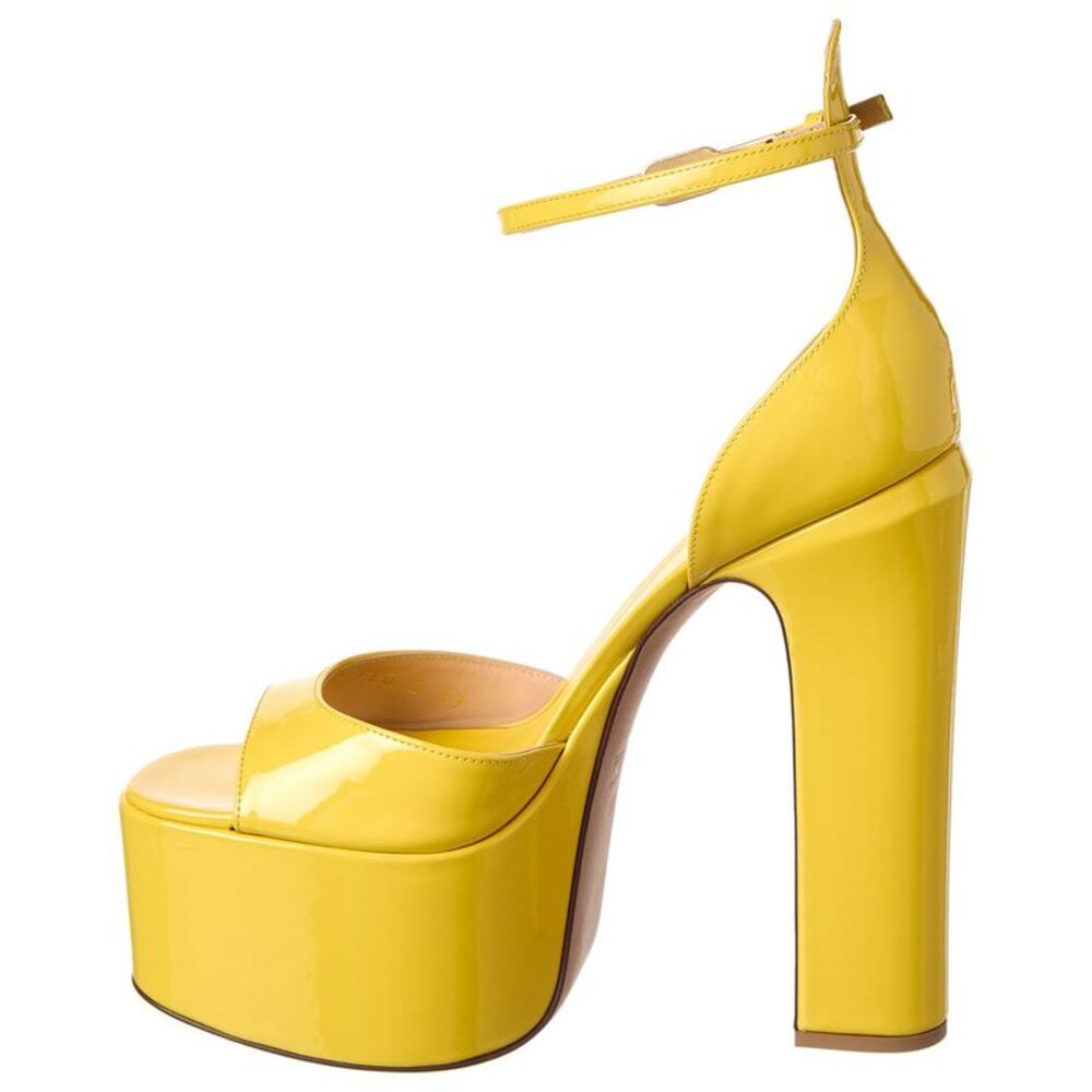Valentino Tan-Go 155 Patent Platform Sandal, Yellow - Picture 2 of 5